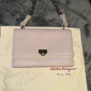 Salvatore Ferragamo Gancini hand bag excellent condition light pinkish 8”x5.5”